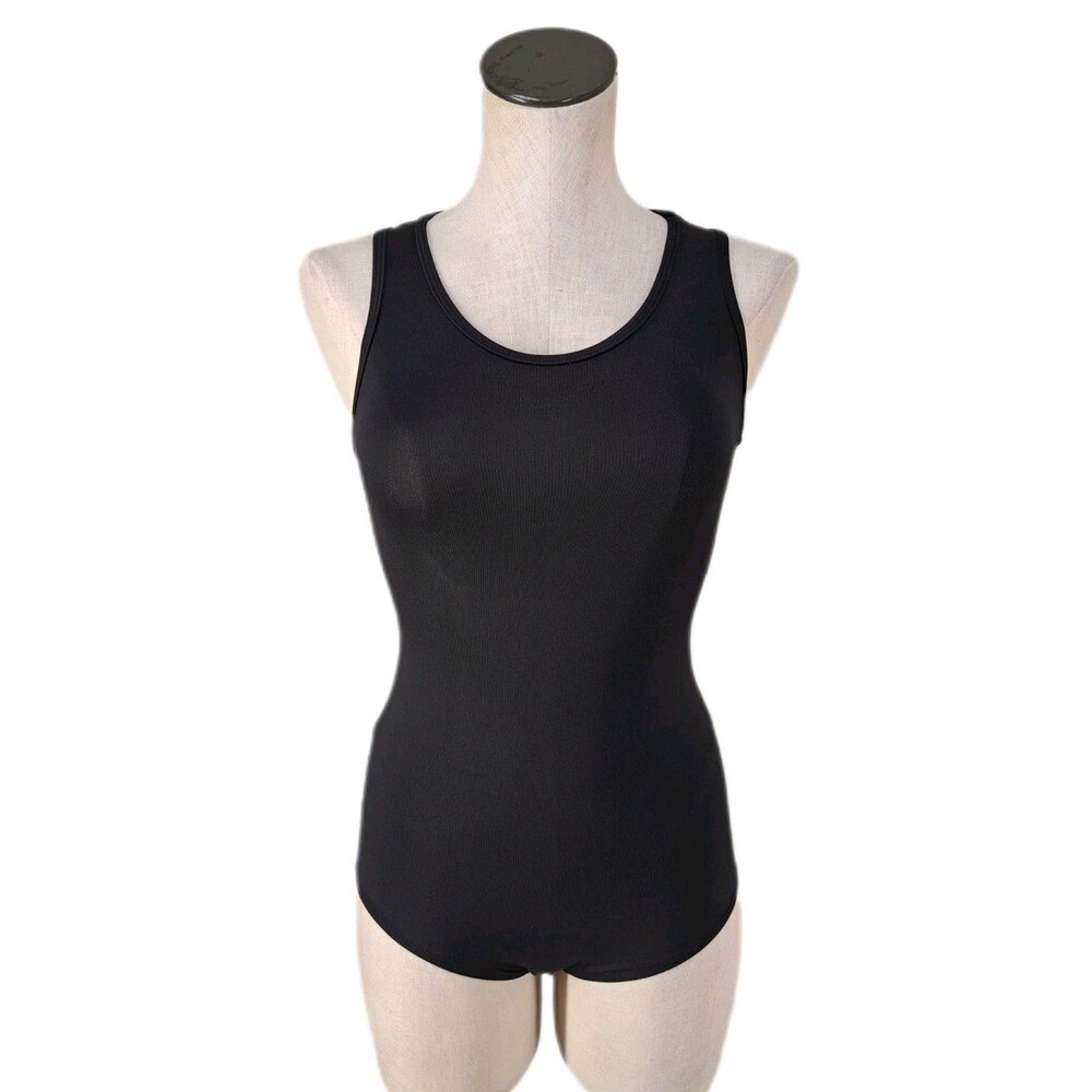 Aja VTG Cutout Slashed Ladder Back Tank Leotard Boycut Black Women's Size S - Picture 8 of 13